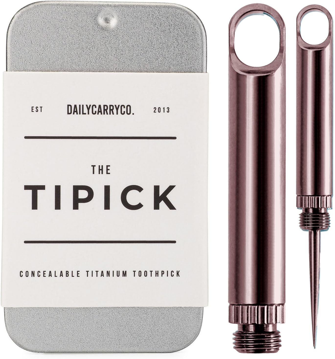 DAILYCARRYCO. TiPick Titanium Toothpick Keychain Holder – Portable Metal Trav…