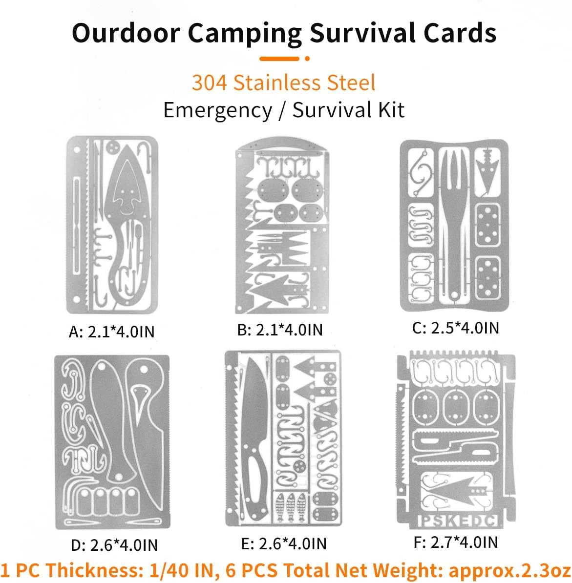 12 Pcs Survival Multitool Card Emergency Camping Tool EDC Kit in Your Wallet …