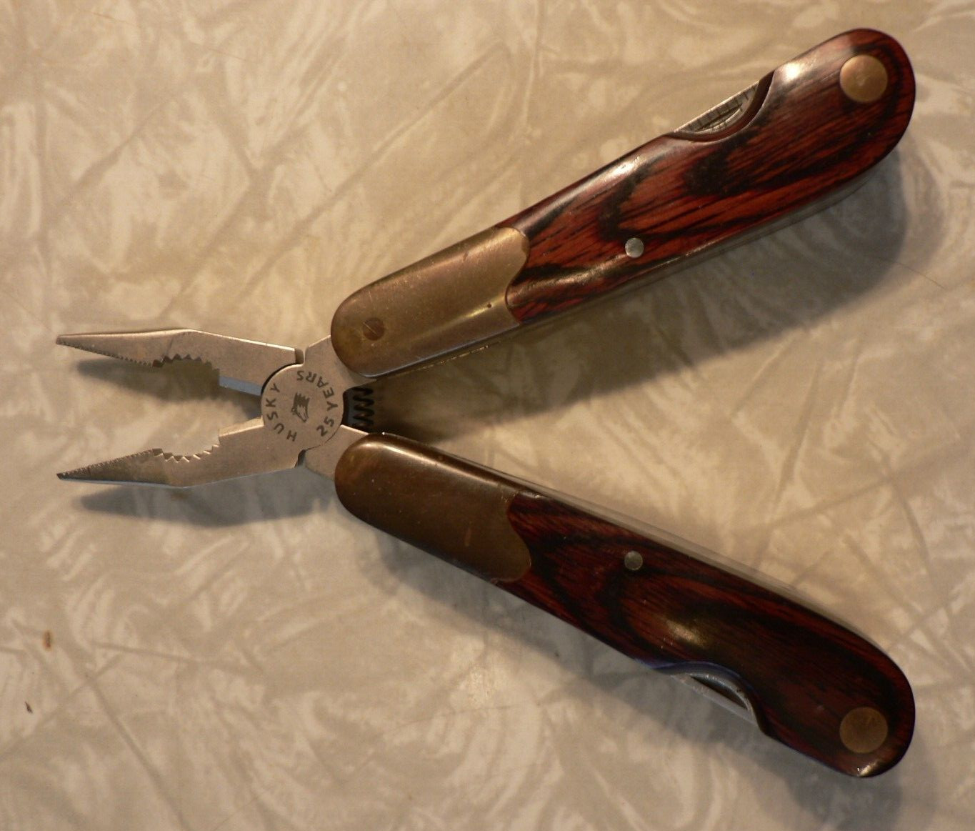 Vintage Husky 25 Years 25th Anniversary Limited Edition Multi-Tool Brass & Wood