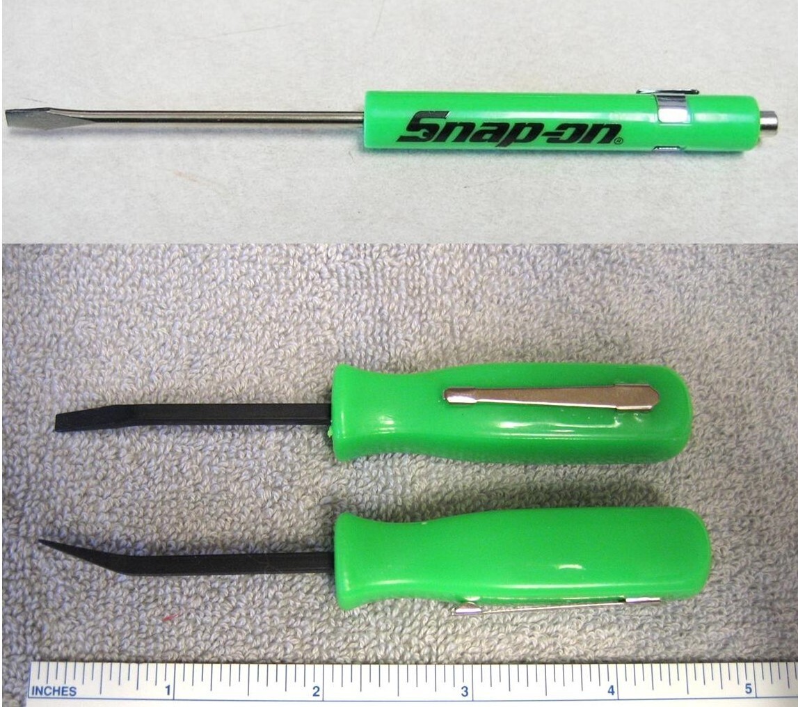 Snap On Pocket Screwdriver & 2 PQY Pocket Mini Pry Bar Tools **Green** *NEW*
