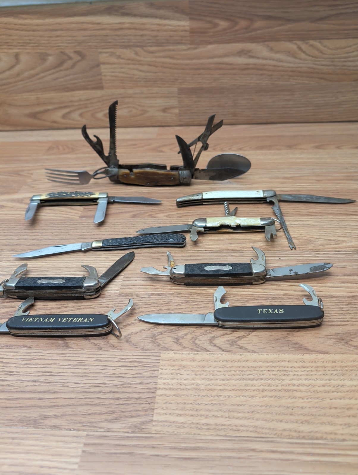 Vintage Stainless Steel Blade Pocket Survival Folding Multi-tool – Lot Of 9