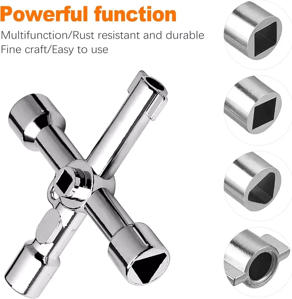2 Pack Sillcock Key Set,4 Way Water Key Tool,Multi-Functional Silcock Water Keys