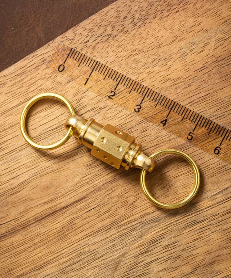 EDC Solid Brass Insert Buckle Gimbal Ring Portable Double Keychain Pendant Tool