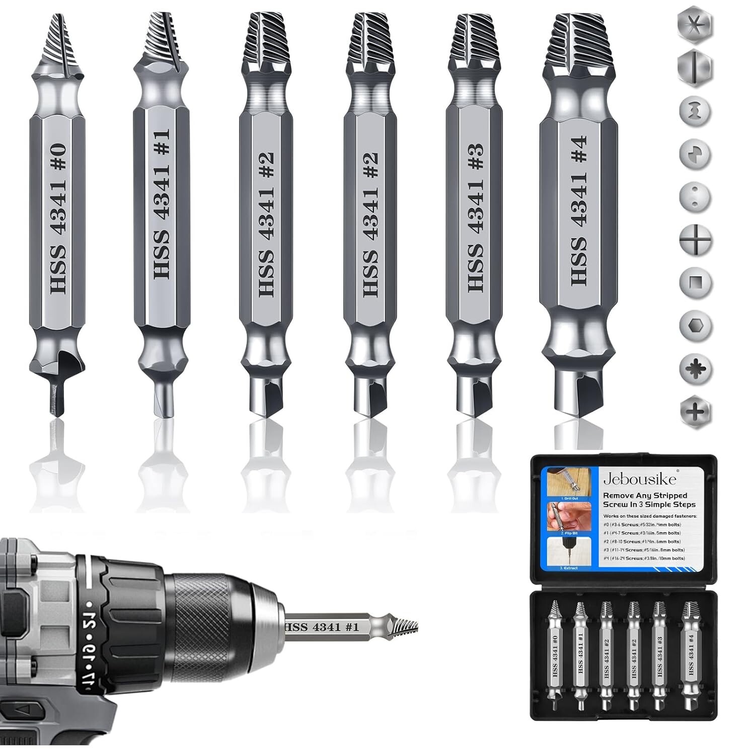 Gifts for Men, 6Pcs Titanium Damaged Screw Extractor Set – Remover for Stripped