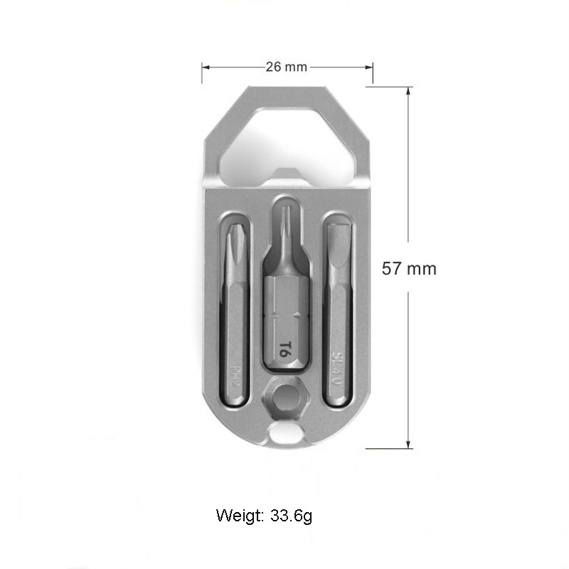 EDC Titanium Multi Tools Bottle Opener Crowbar Pocket with Bit Holder Keychain