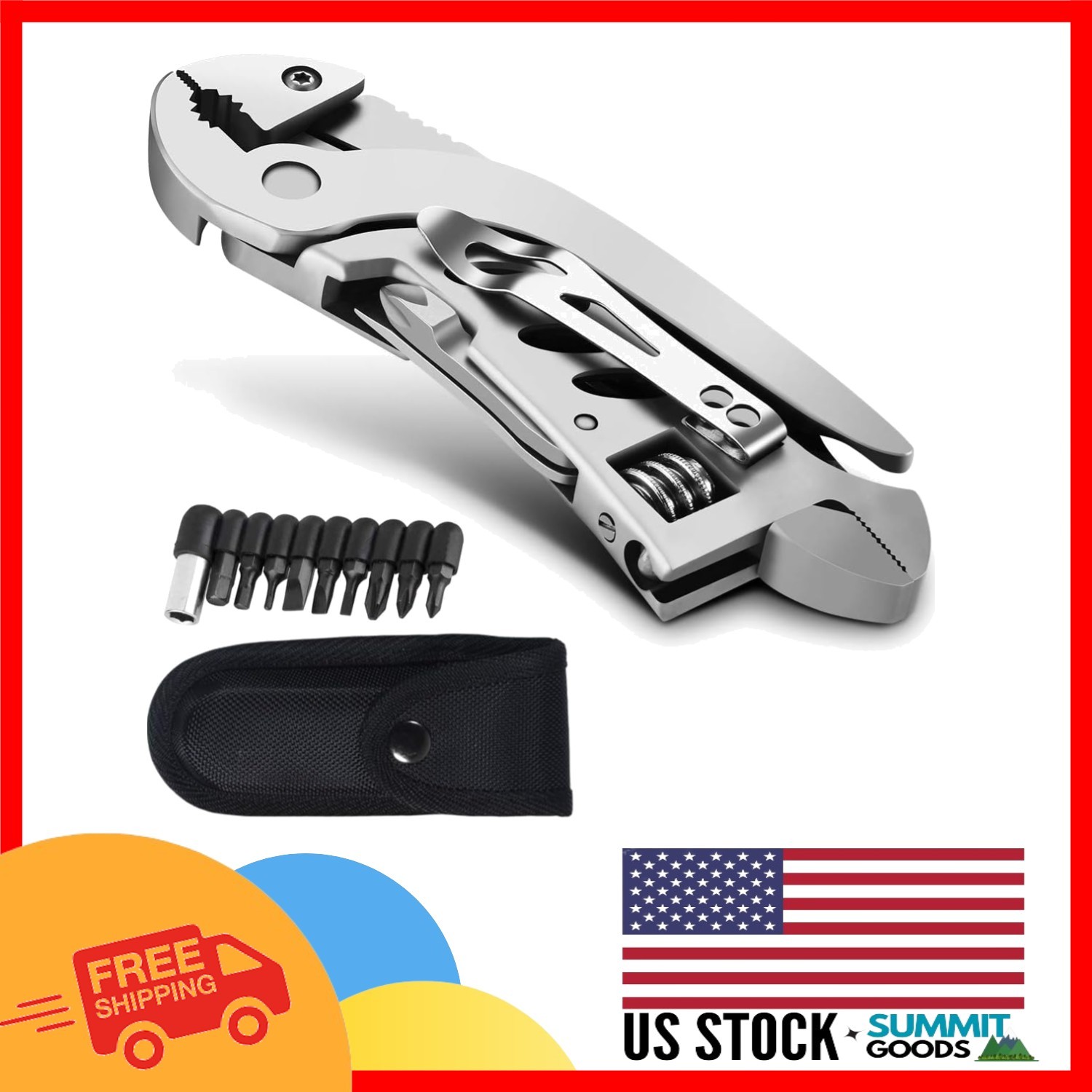 Ergonomic Stainless Steel Multitool with Pliers and Screwdrivers – 7 in One