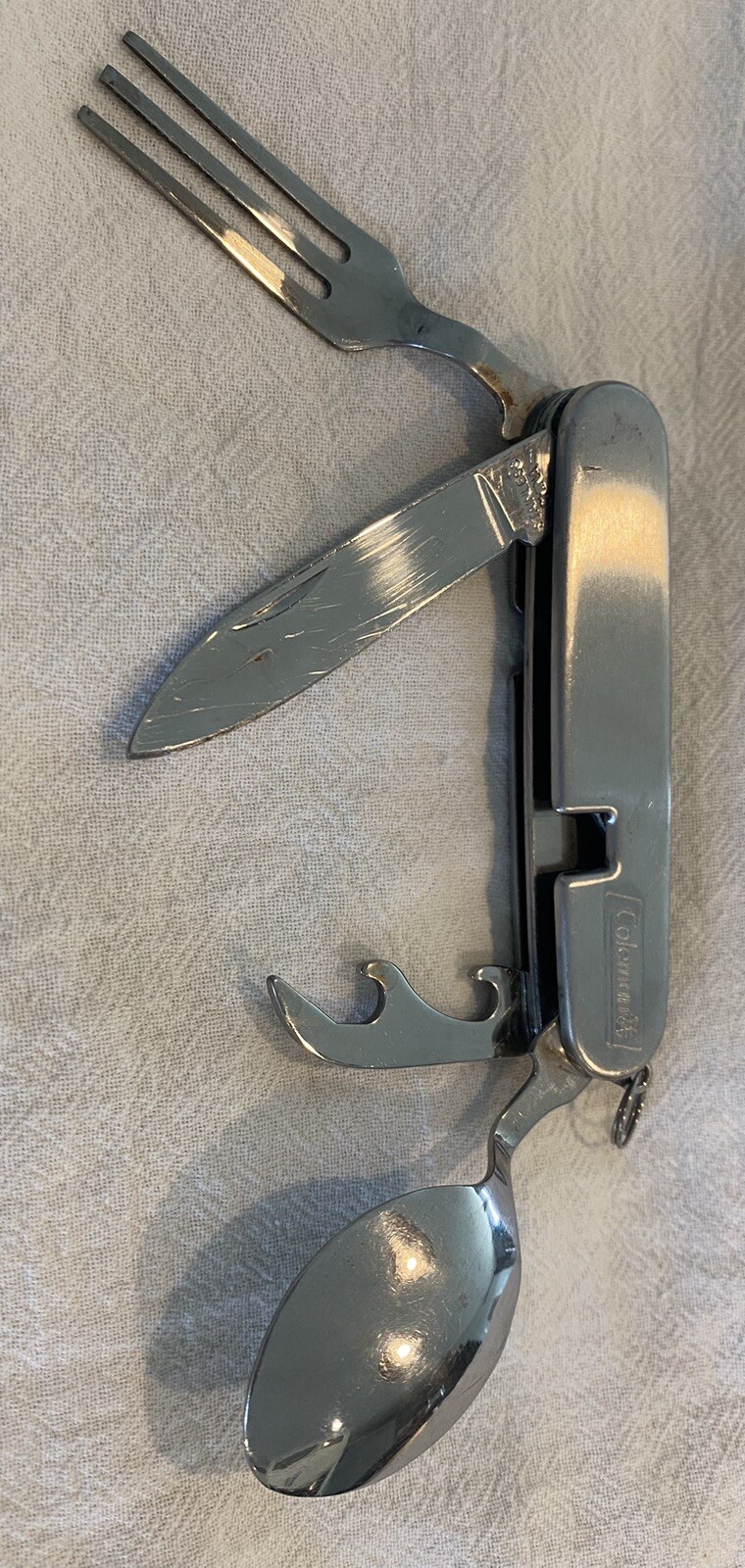 Vintage Coleman Camp Multi Tool Spoon Fork Knife Stainless Steel