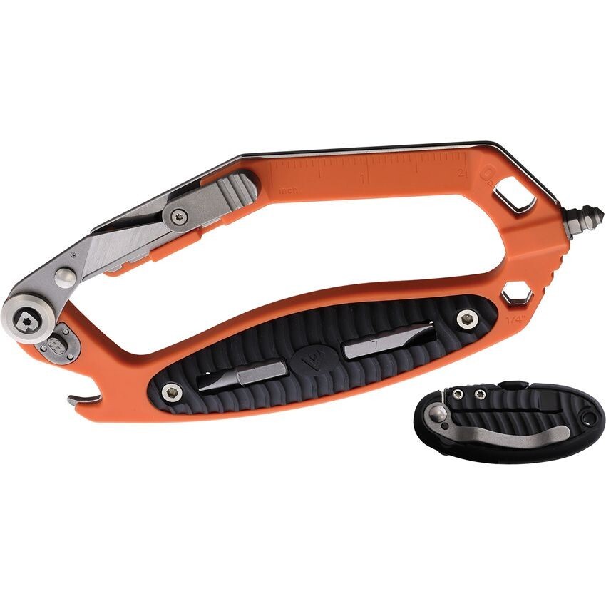 V NIVES C.R.A.B. Rescue and Utility Multitool Hermit-Crab Knife Stonewash Orange