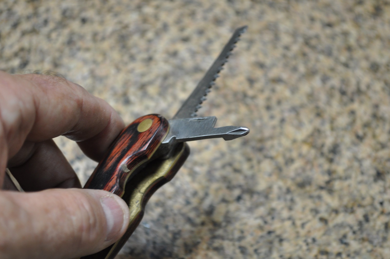HUSKY Multi-Tool Brass Wood vintage see pictures for more info on content / cond
