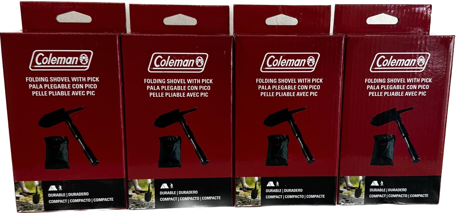 4 Pk Coleman Folding Shovel with Pick Durable Tempered Steel Construction (New)