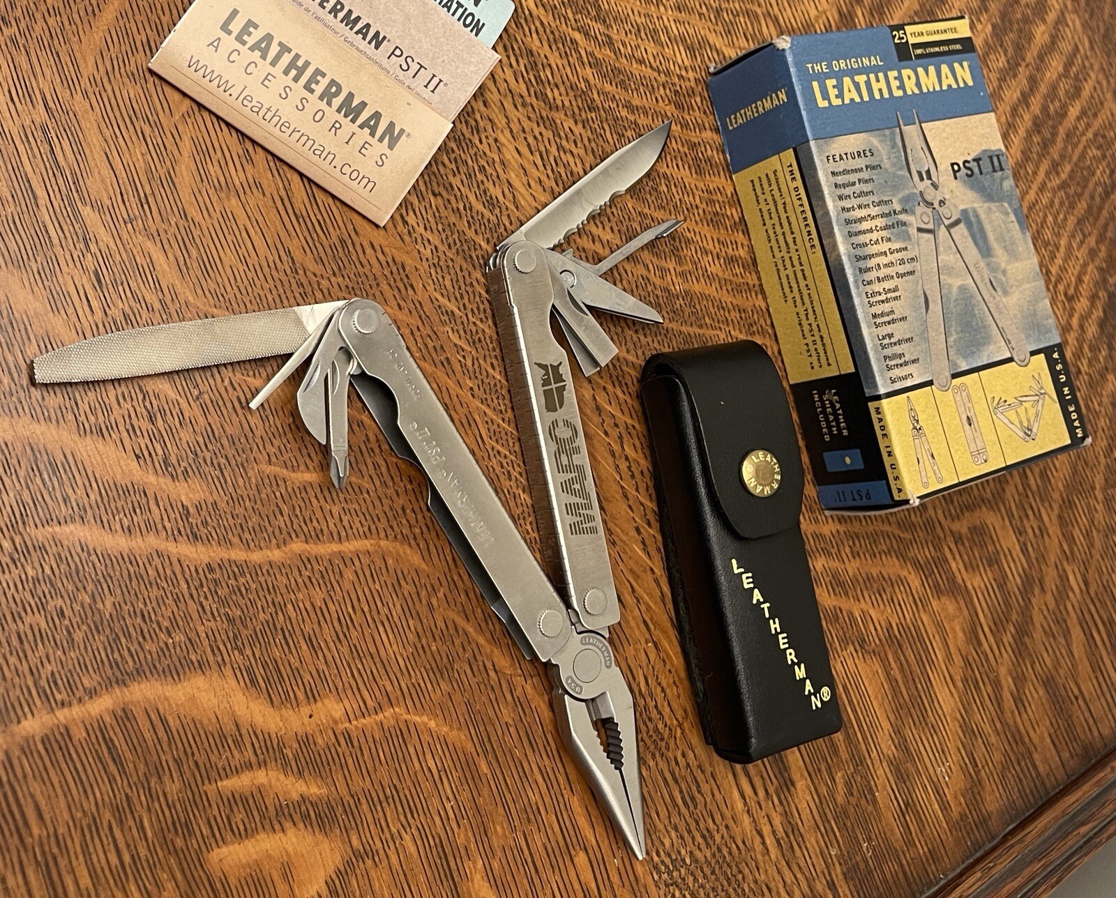 NOS 1998 RARE THE ORIGINAL NEW LEATHERMAN PST II MULTI-TOOL “MINTY” CUSTOM ETCH