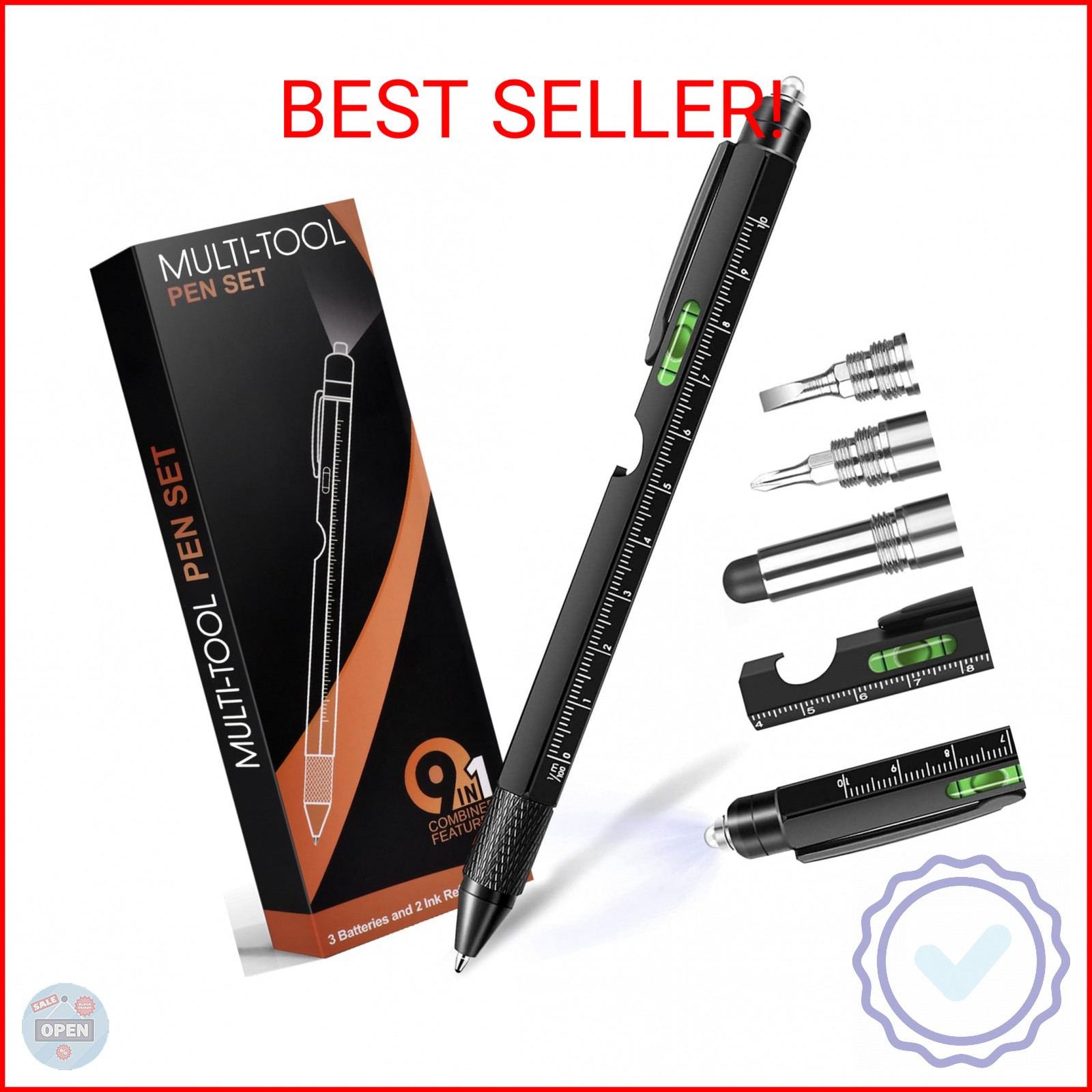 Stocking Stuffers for Men Dad Husband Him Adult, Gifts for Men, 9 in 1 Multitool