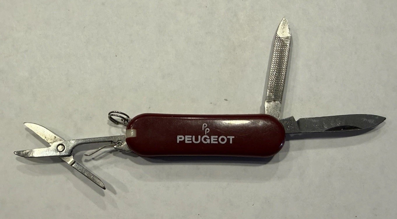 2.25” Peugeot Mini Swiss Army Knife 3 Tool Scissors Nail File Twezzers Toothpick