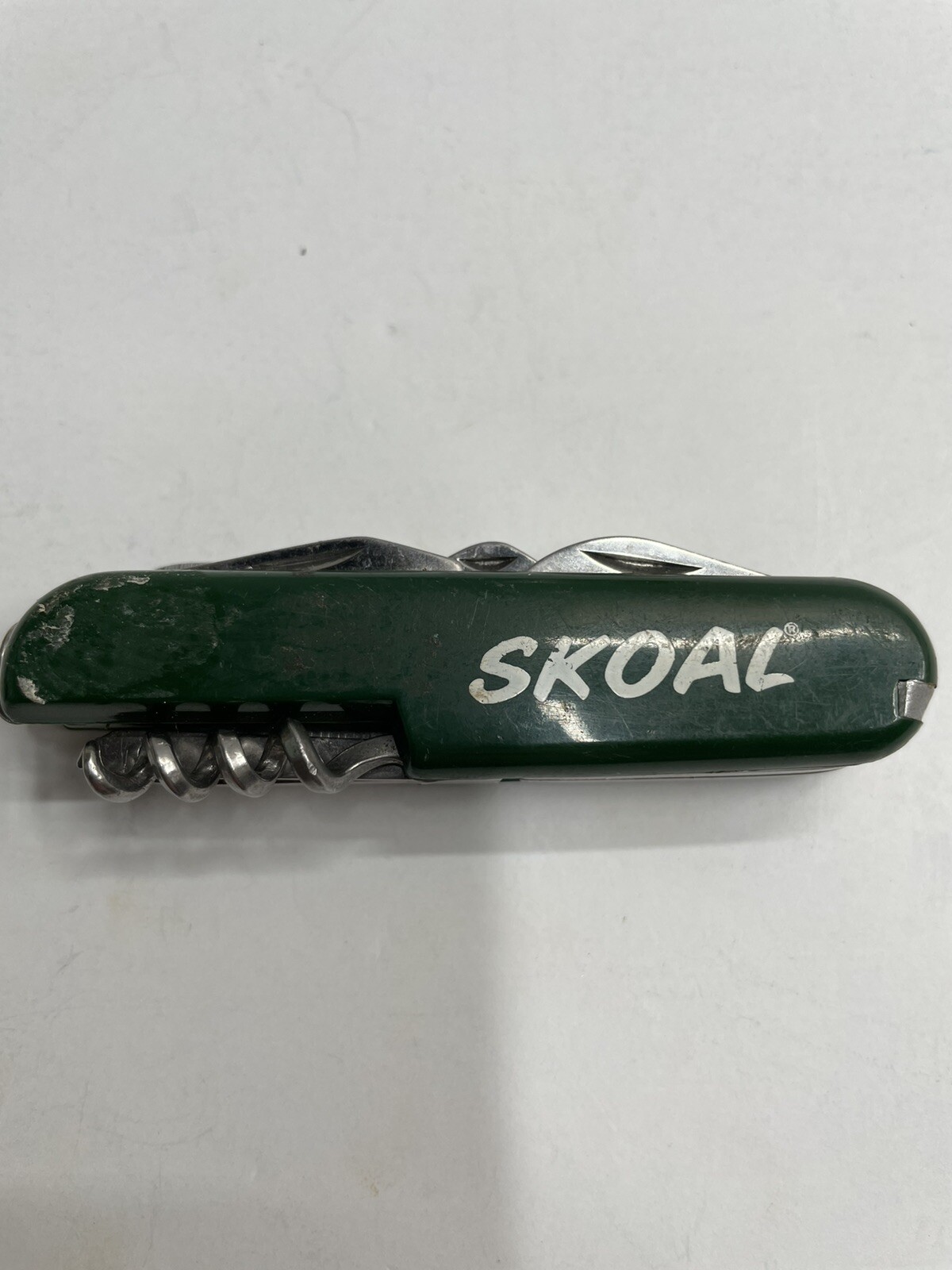 Vintage Skoal Advertising Pocket Knife Multi-Tool Green Swiss Army Style Tobacco