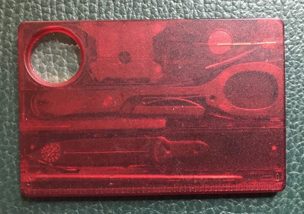 Victorinox Swiss Card Lite Red Transparent 13 Function Multitool in Card Shape