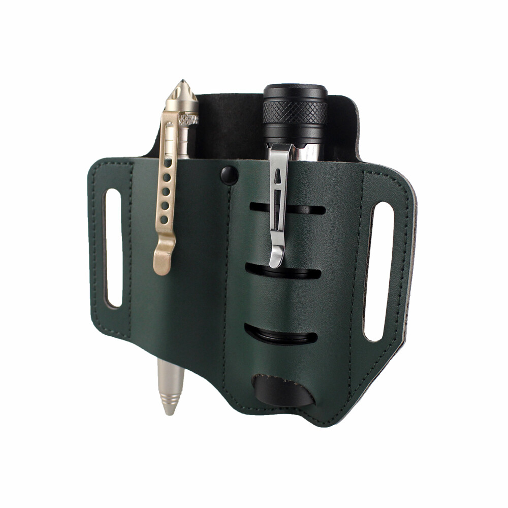 Leather Tool Sheath 2 Pockets Multitool Holder Holder Belt Pouch EDC Organizer