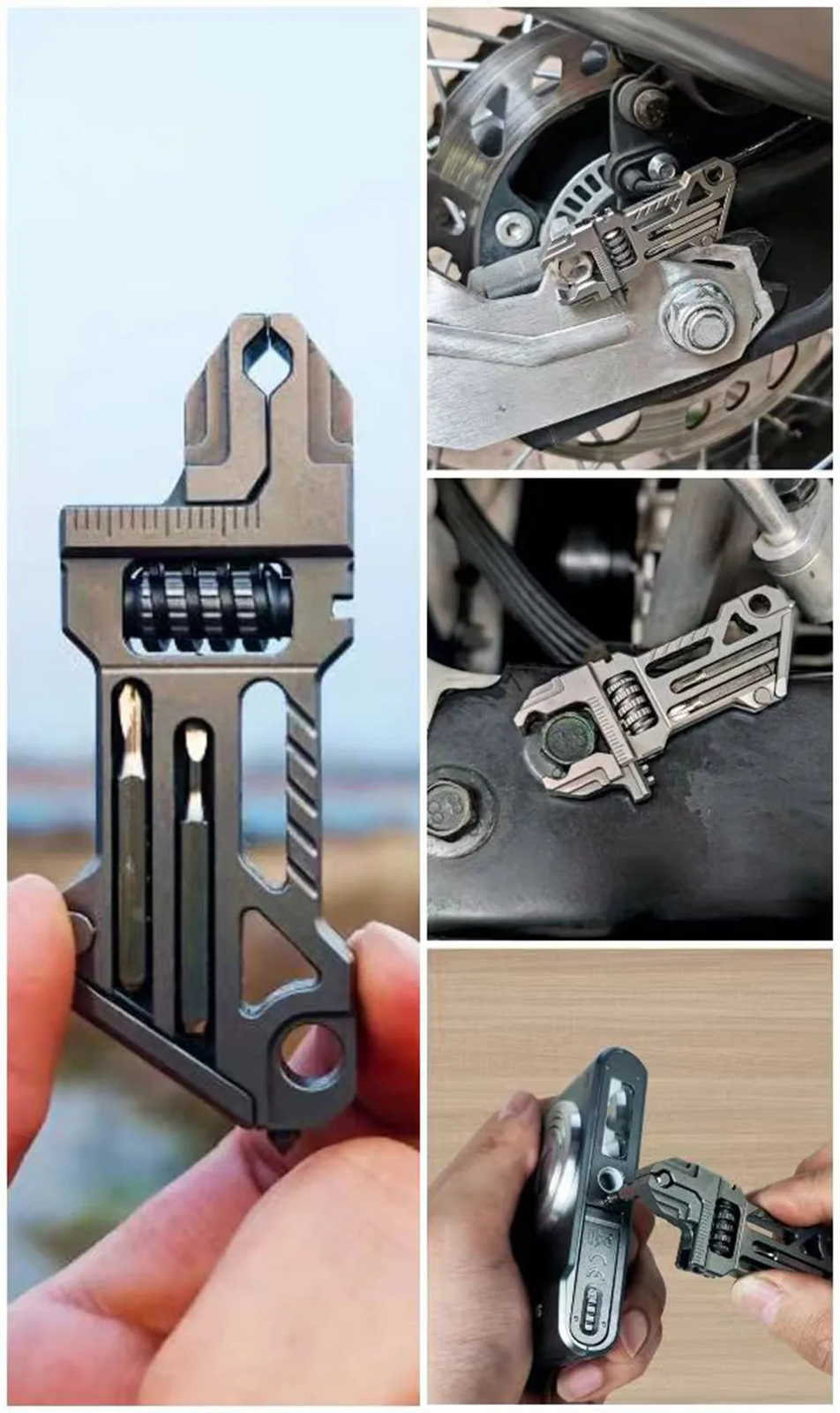 EDC Titanium Alloy Mini Adjustable Spanner Wrench Portable Repair Tools