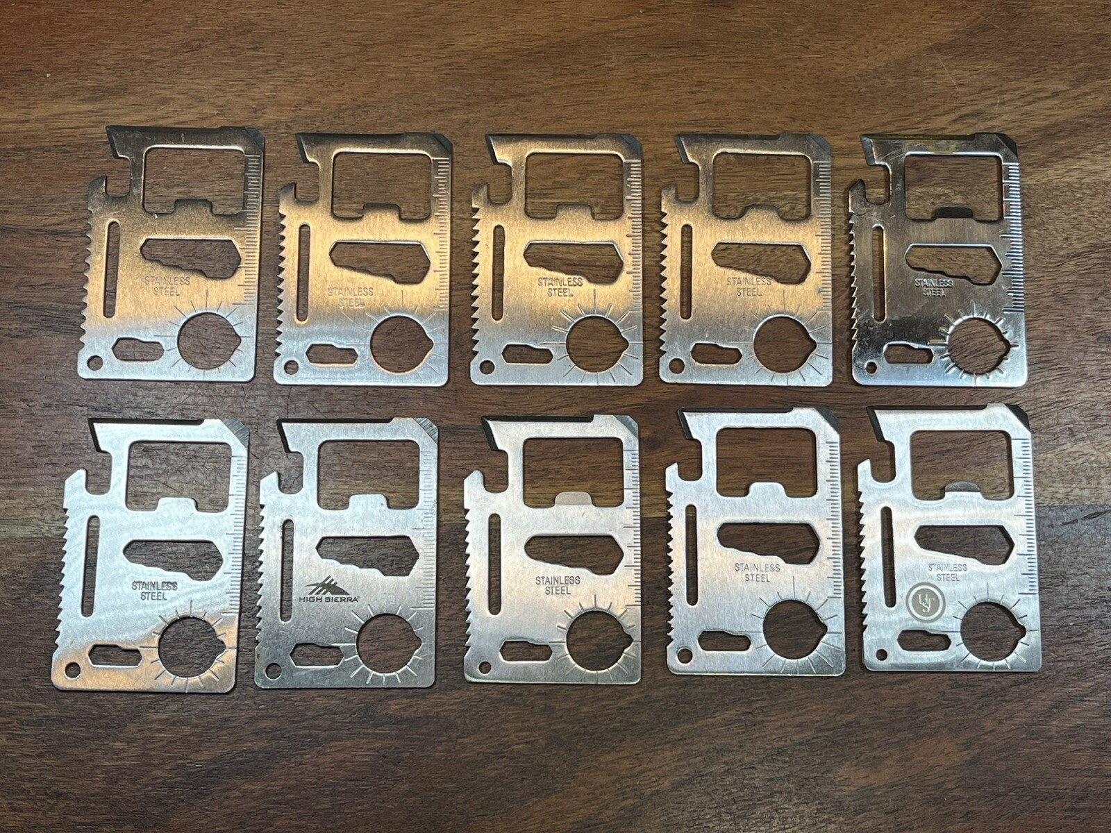 11n1 Multi Function Survival Pocket Card Tool Camping Emergency Gear (Lot of 10)