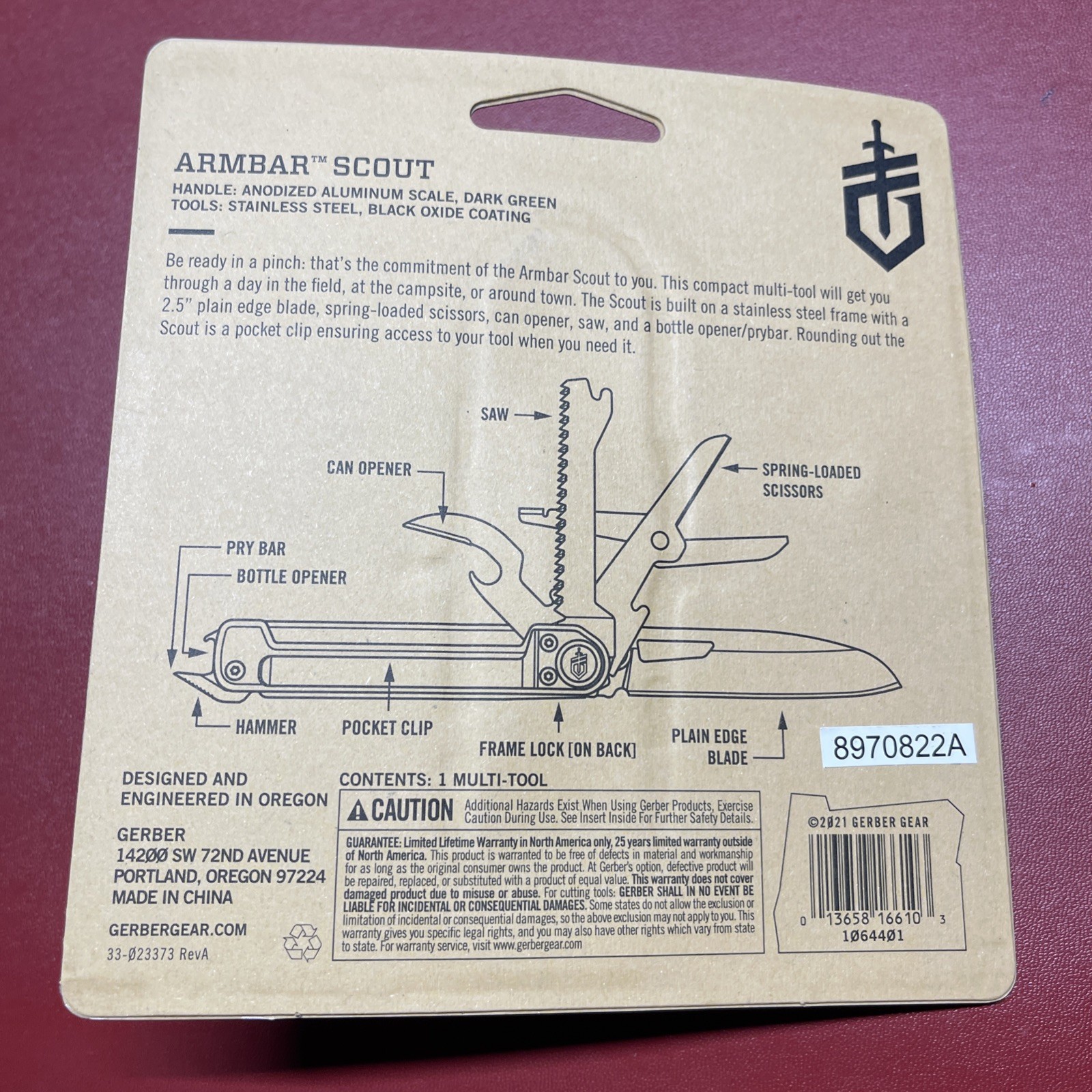 Gerber Armbar Scout Multi-Tool Color: Dark Green