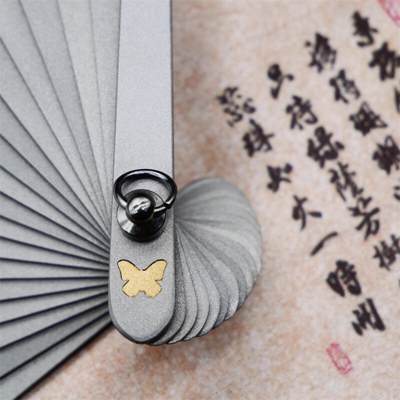 9” Titanium Alloy Folding Fan Martial Arts Portable Kung Fu Tai Ji Butterfly
