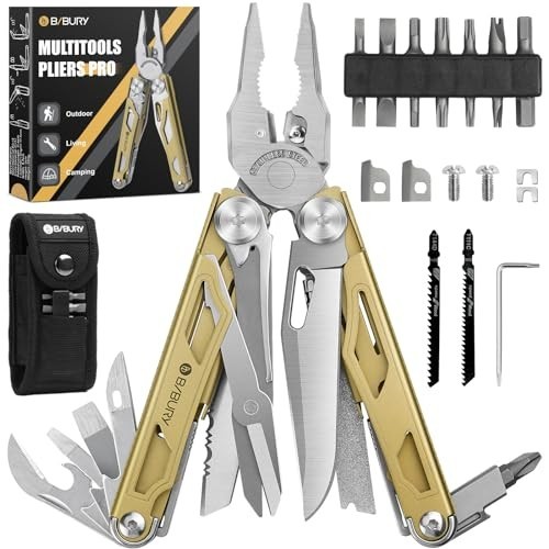 31-in-1 Stainless Steel Multitool Pliers Set, Heavy-Duty with Scissors & Screwdr