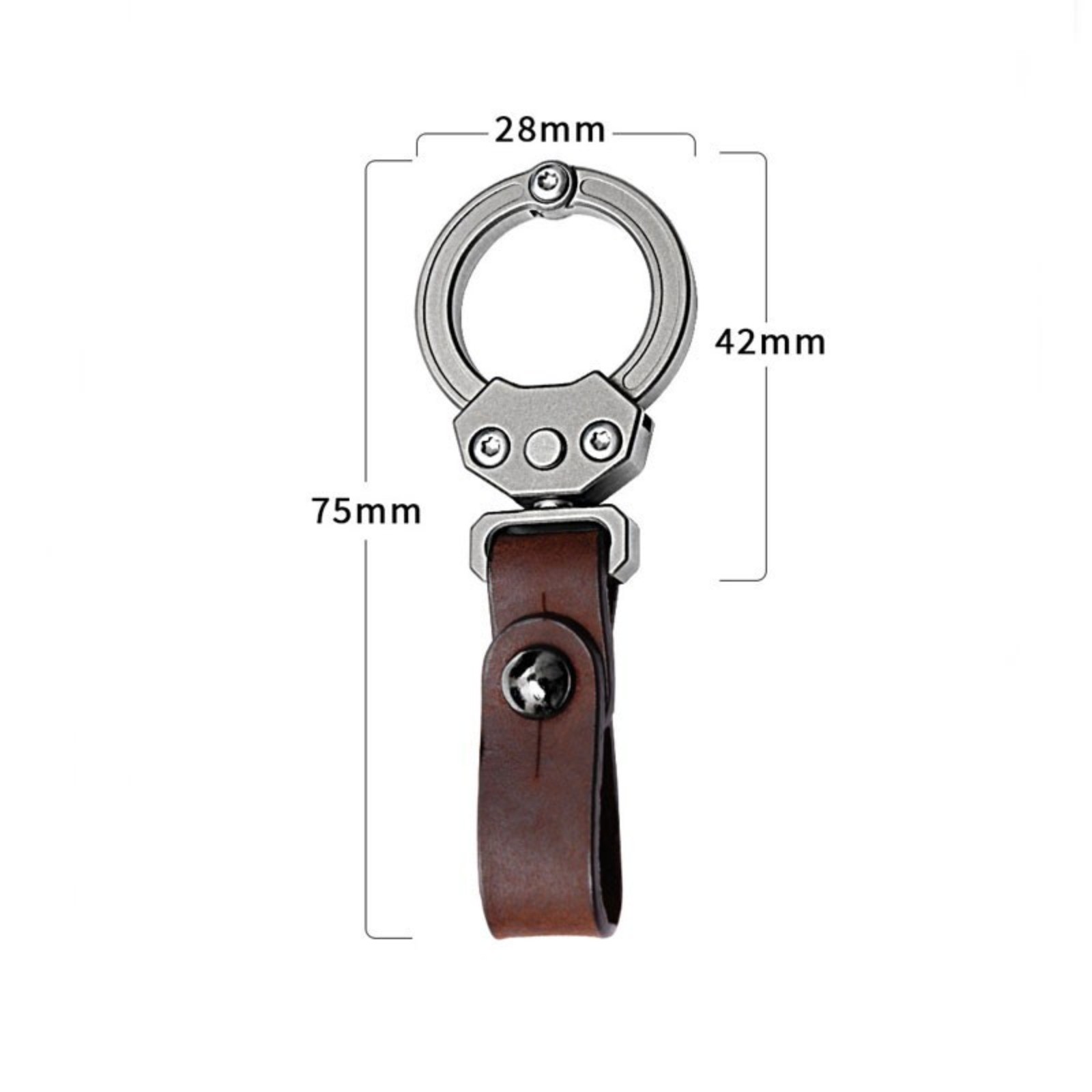 Titanium Alloy + Leather Portable Car Universal Keychain EDC Hanging Buckle Tool