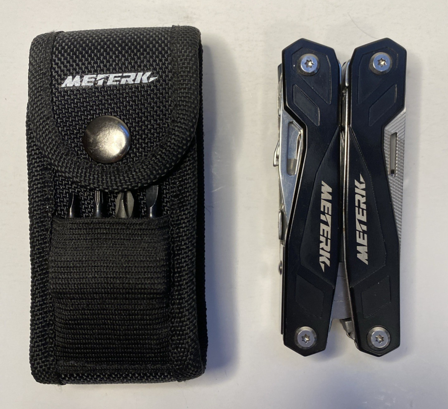 Meterk Folding Multi Tool w/ Nylon Sheath & Bit Set