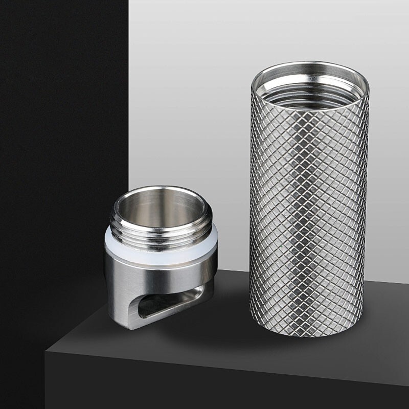 EDC Titanium Portable Waterproof Box Keychain Pendant Pill Storage Container