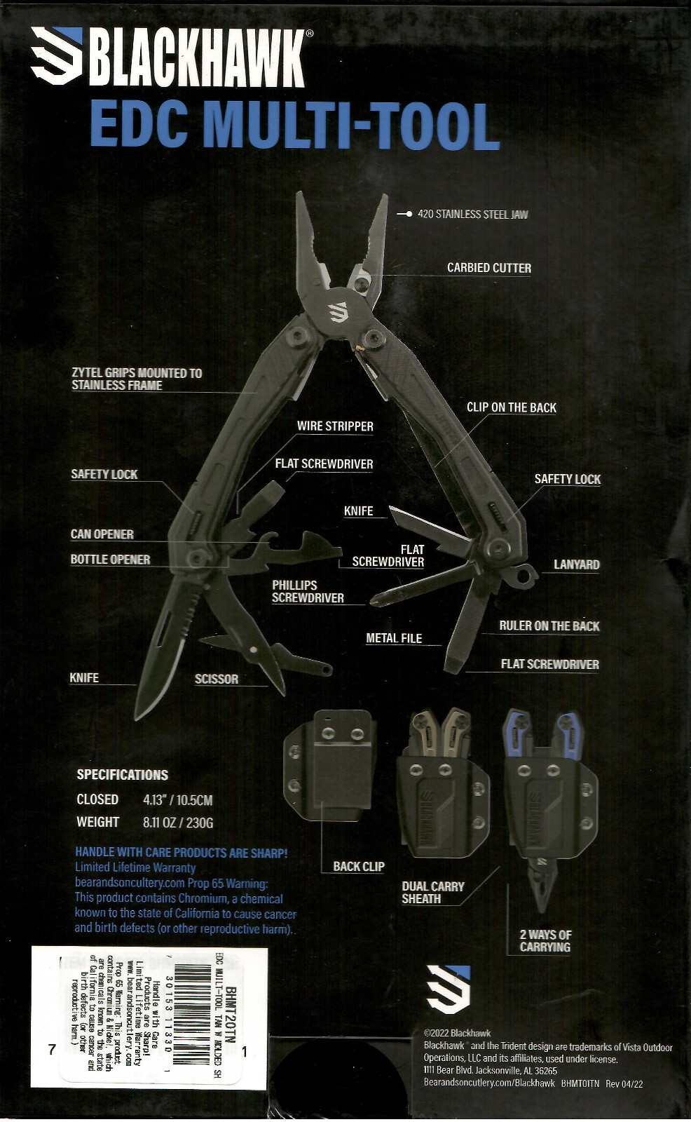 Bear & Son BLACKHAWK® Everyday Carry Multi-Tool – Sand Color BHMT20TN