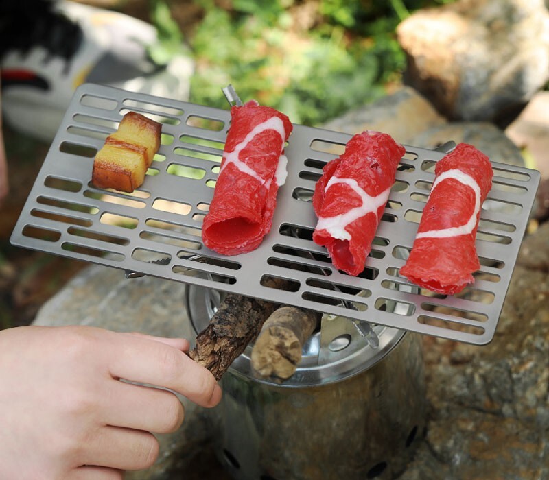 EDC Outdoor Titanium Picnic Barbecue Net Charcoal Grill Portable Barbecue Board