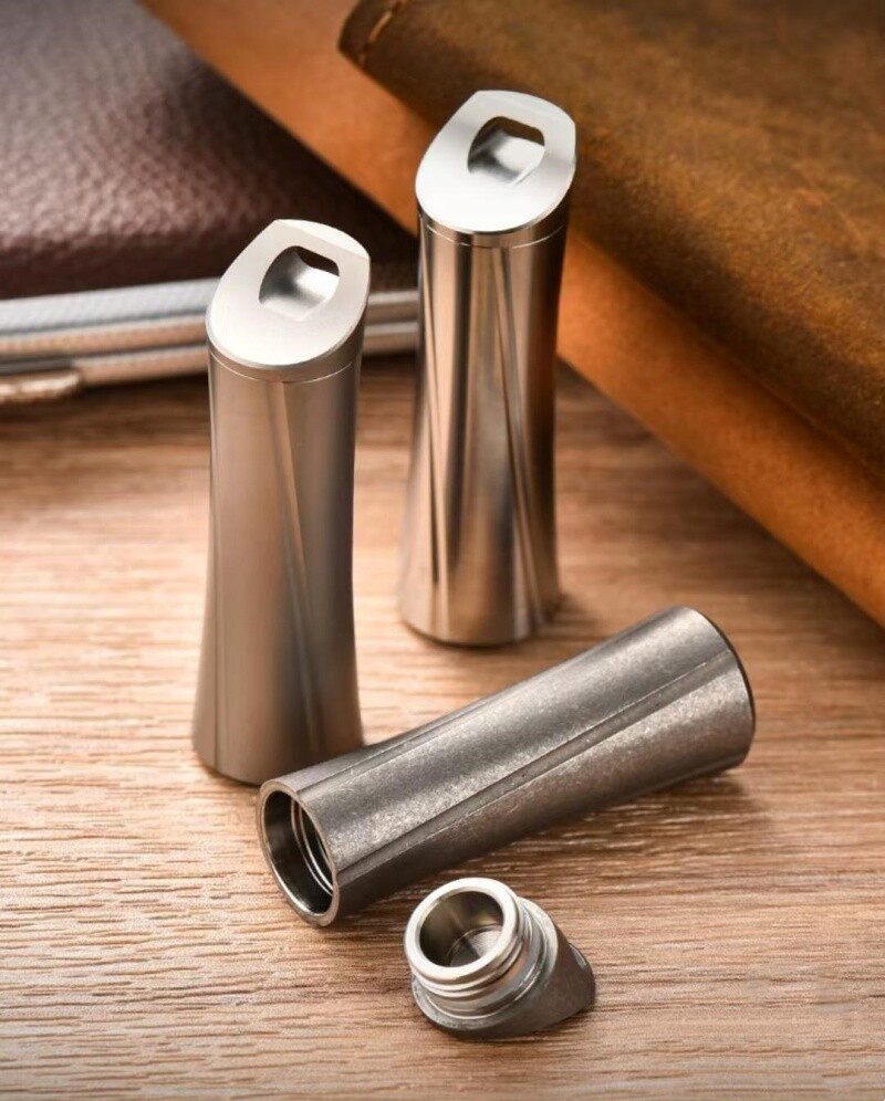 Titanium Pill Holder Case Organizer Container Waterproof Portable New Keychain