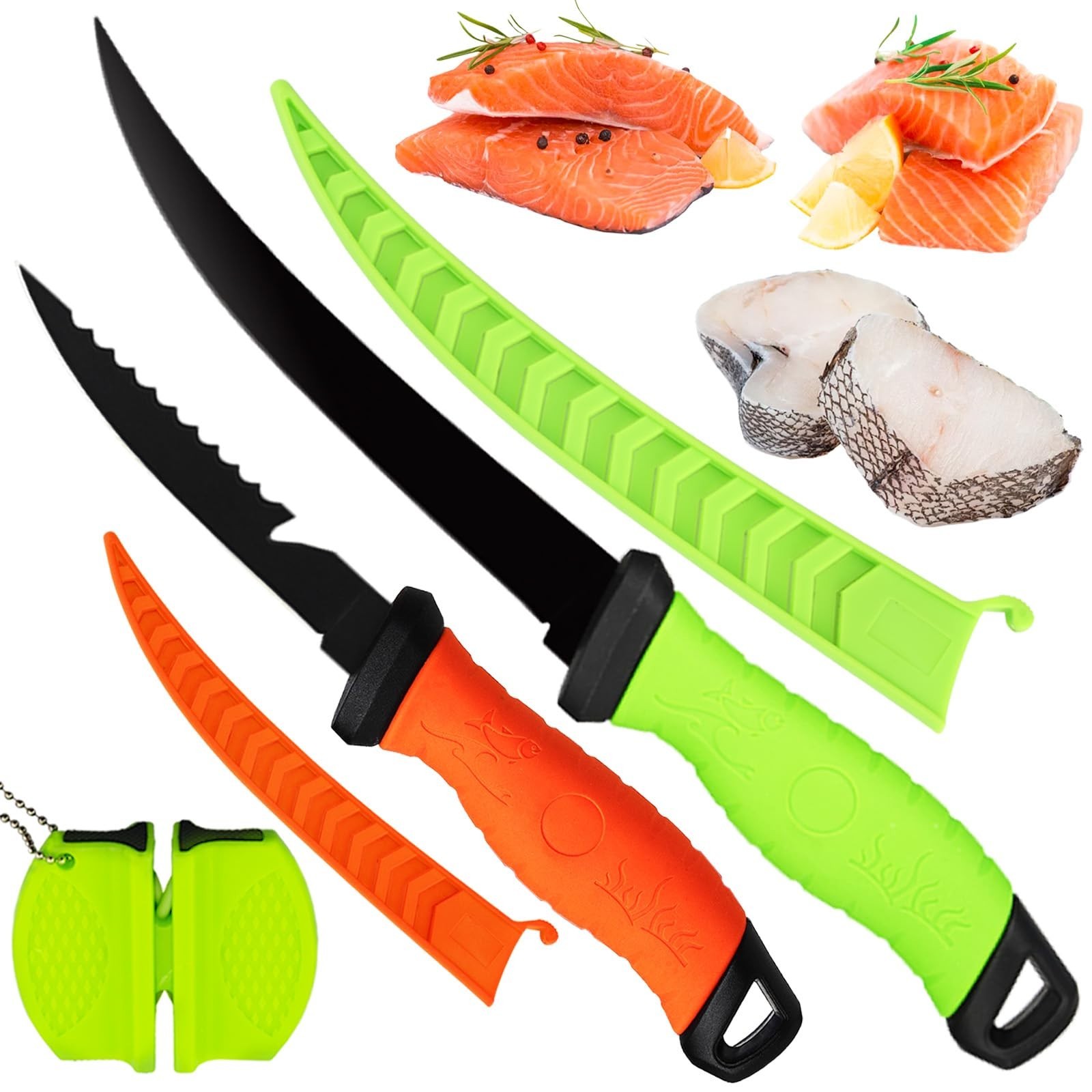 Fishing Knife Set & Fish Cleaning Kit – Filet Knife, Scissors, Gloves, Tweezers