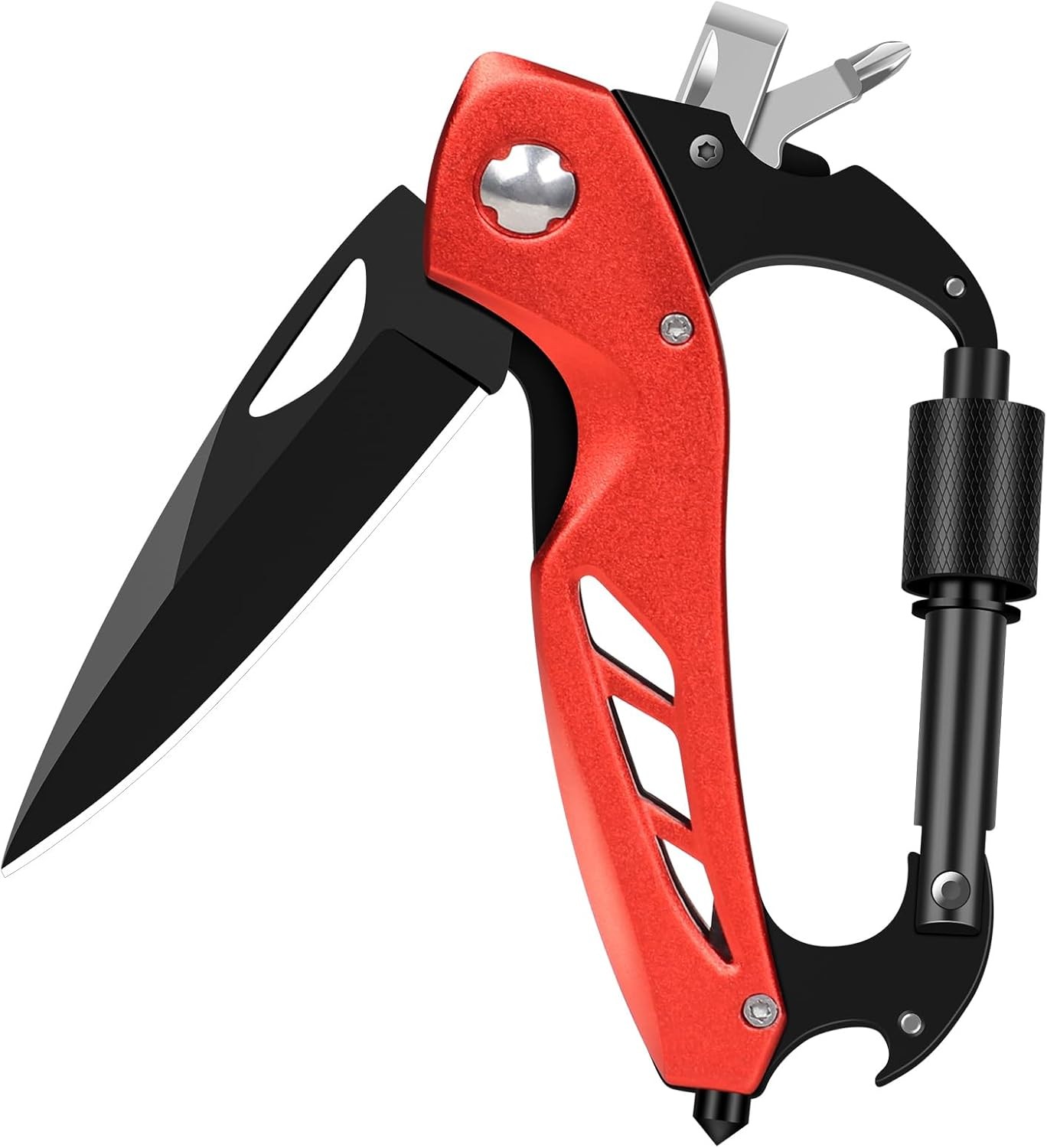 Multitool Carabiner w/ Pocket Knife Bottle Opener Survival EDC Keychain