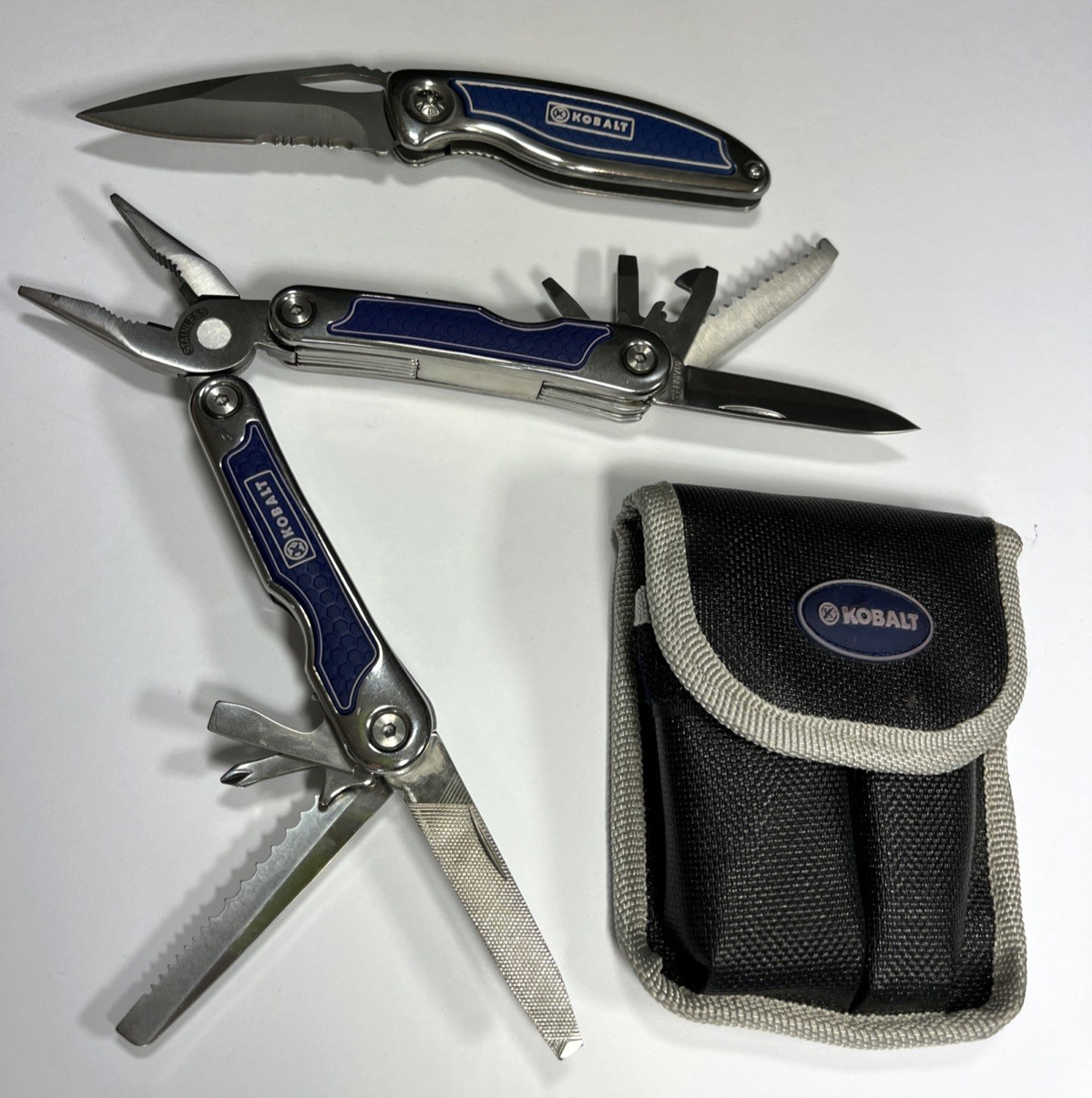 Kobalt Set Stainless Steel Folding Blade Pocket Knife + Multi-Pocket Tool w/Case