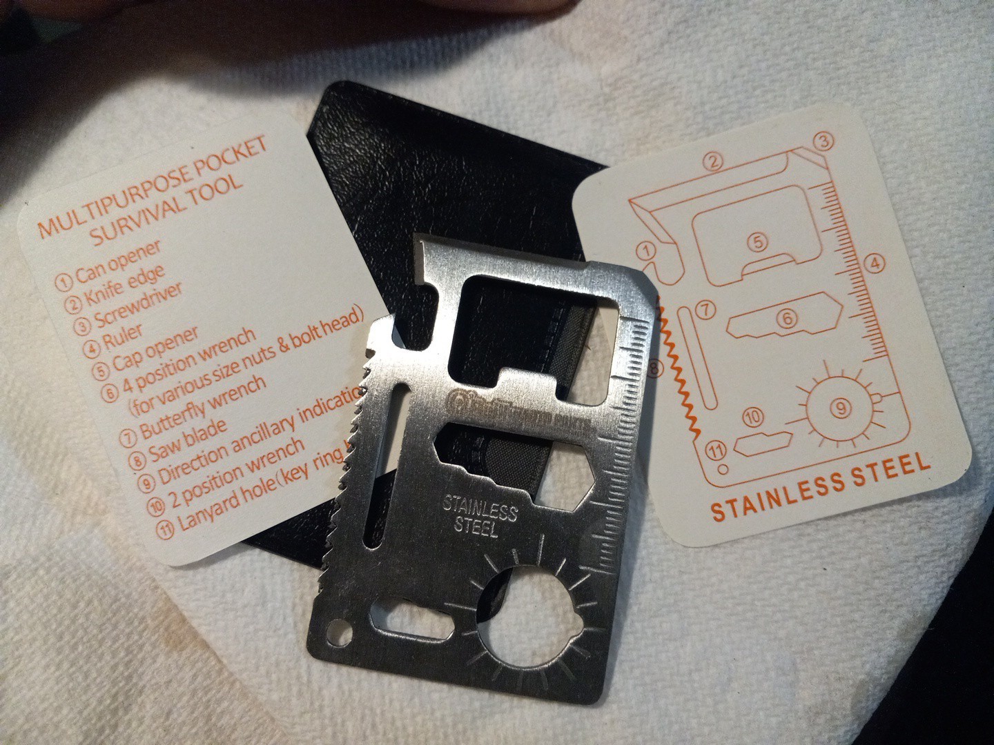 2Multi Purpose Stainless Steel Pocket Survival Tool with case AND 3Tire Gage