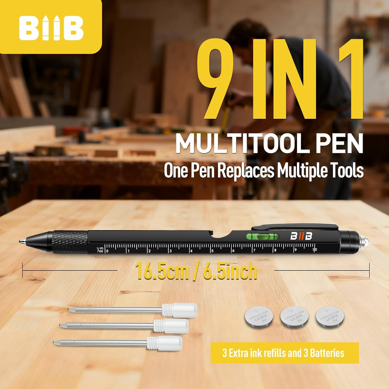 Gifts for Men 9 in 1 Multitool Pen, Mens Gifts for Him Dad Husband, Birthday Gif