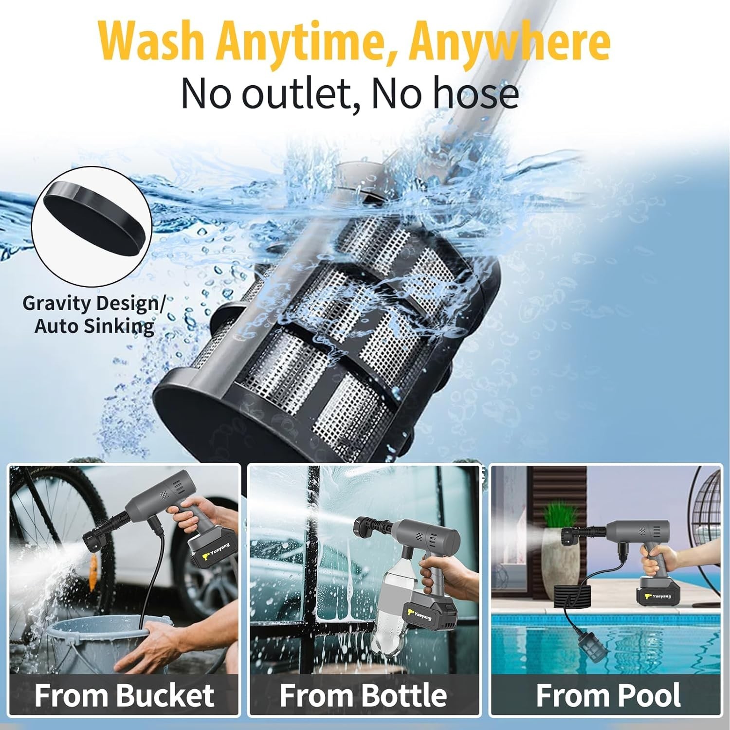Portable Handheld Cleaning Tool, Lightweight Compact Spray Tool with 6-in-1 N…