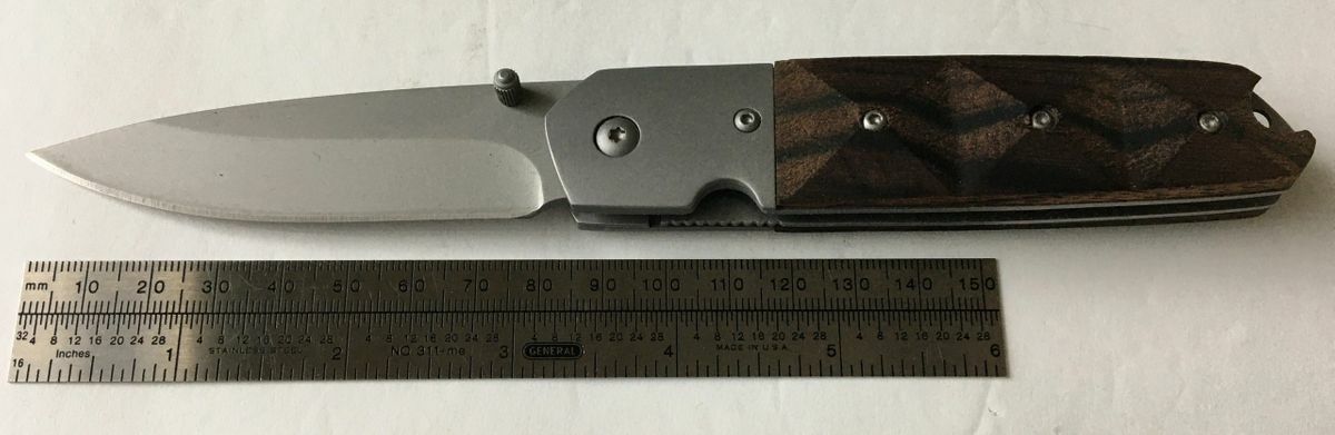 Wood Handle 4.5″ Linerlock with Stainless Steel Bolsters | P2 MI258