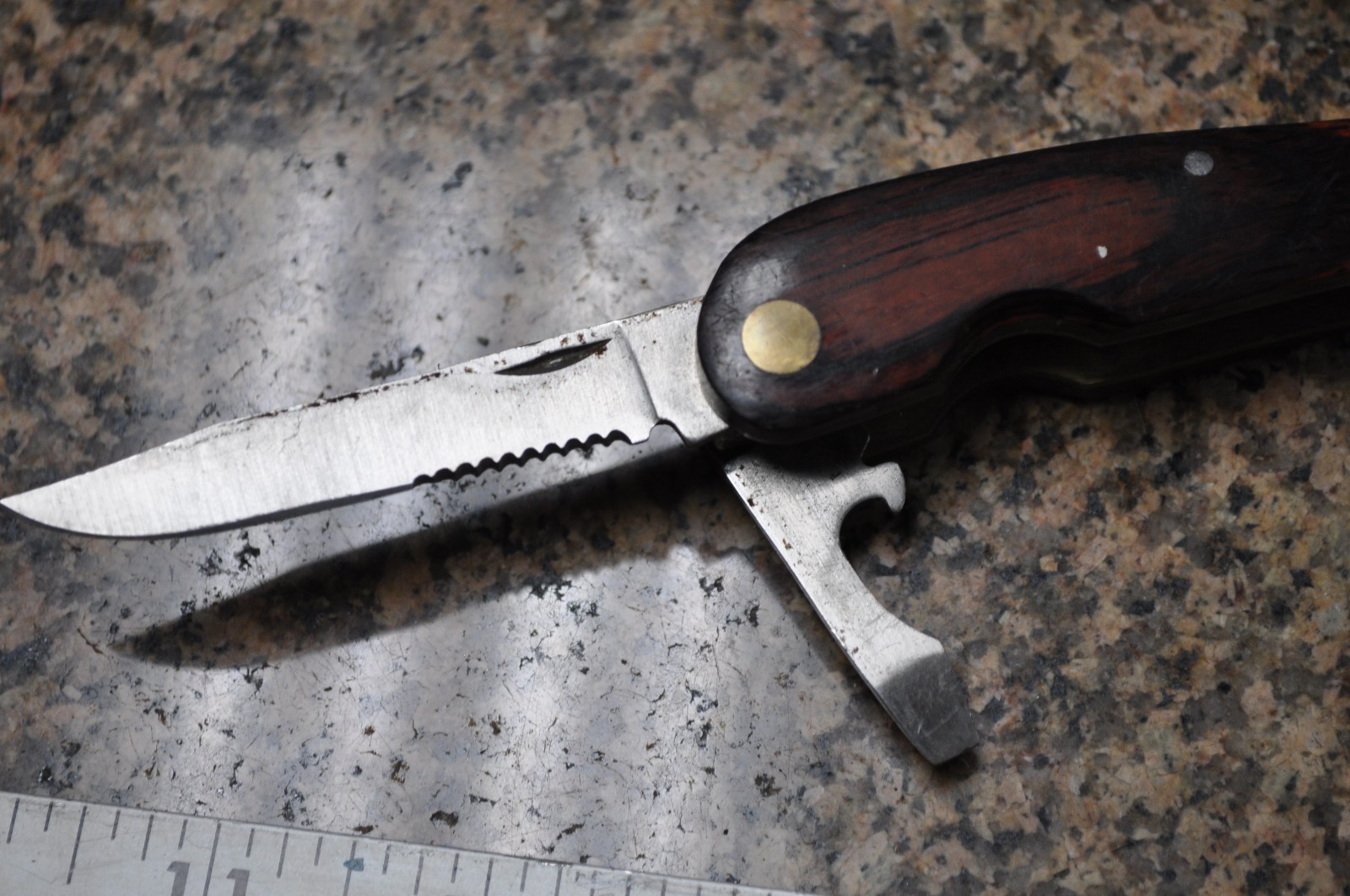 HUSKY Multi-Tool Brass Wood vintage see pictures for more info on content / cond