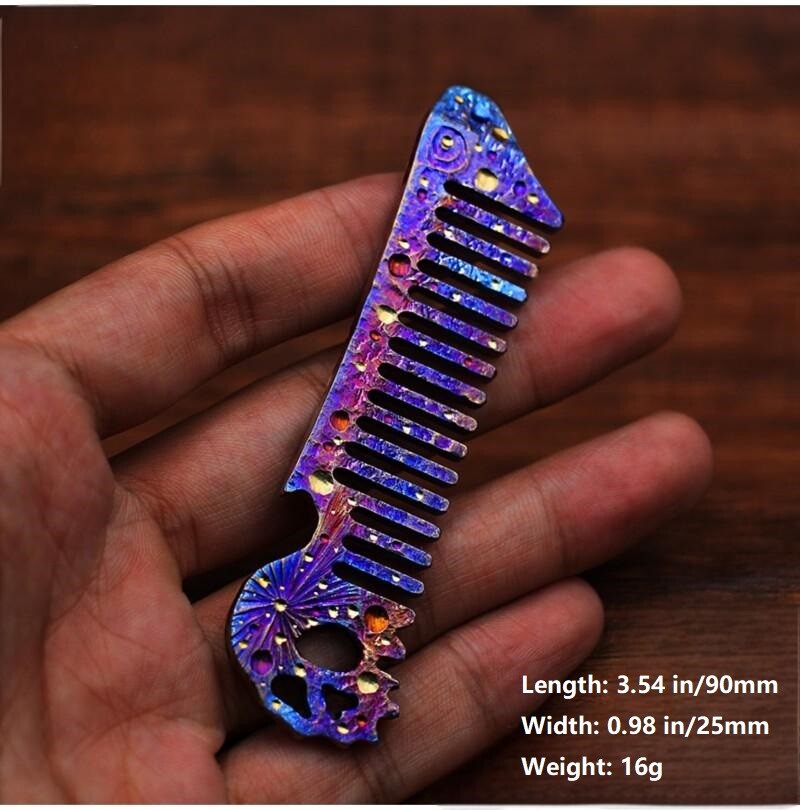 EDC Handmade Titanium Hair Beared Comb Anti-Static Pocket Comb Bottle Opener