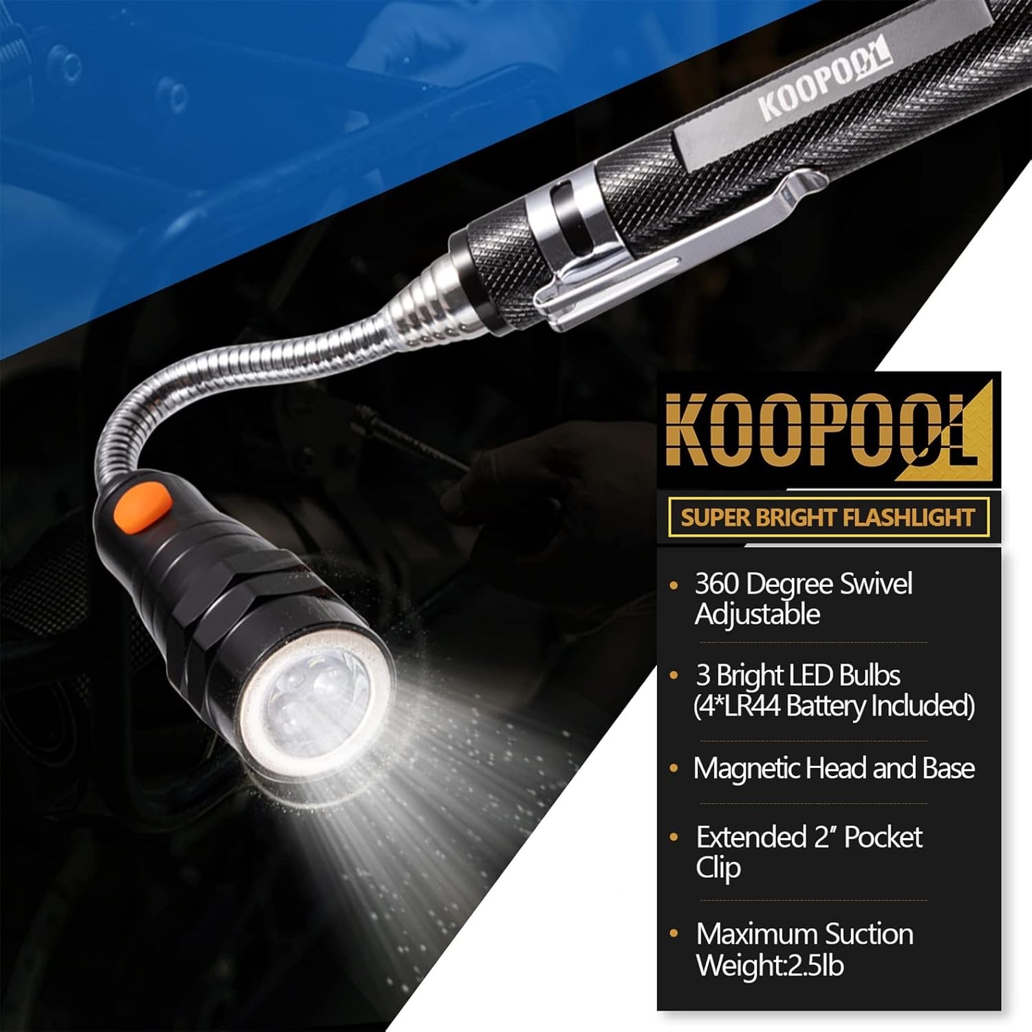 Telescoping Magnetic Pickup Tool Set, Inspection Mirror Telescoping, LED Flashli
