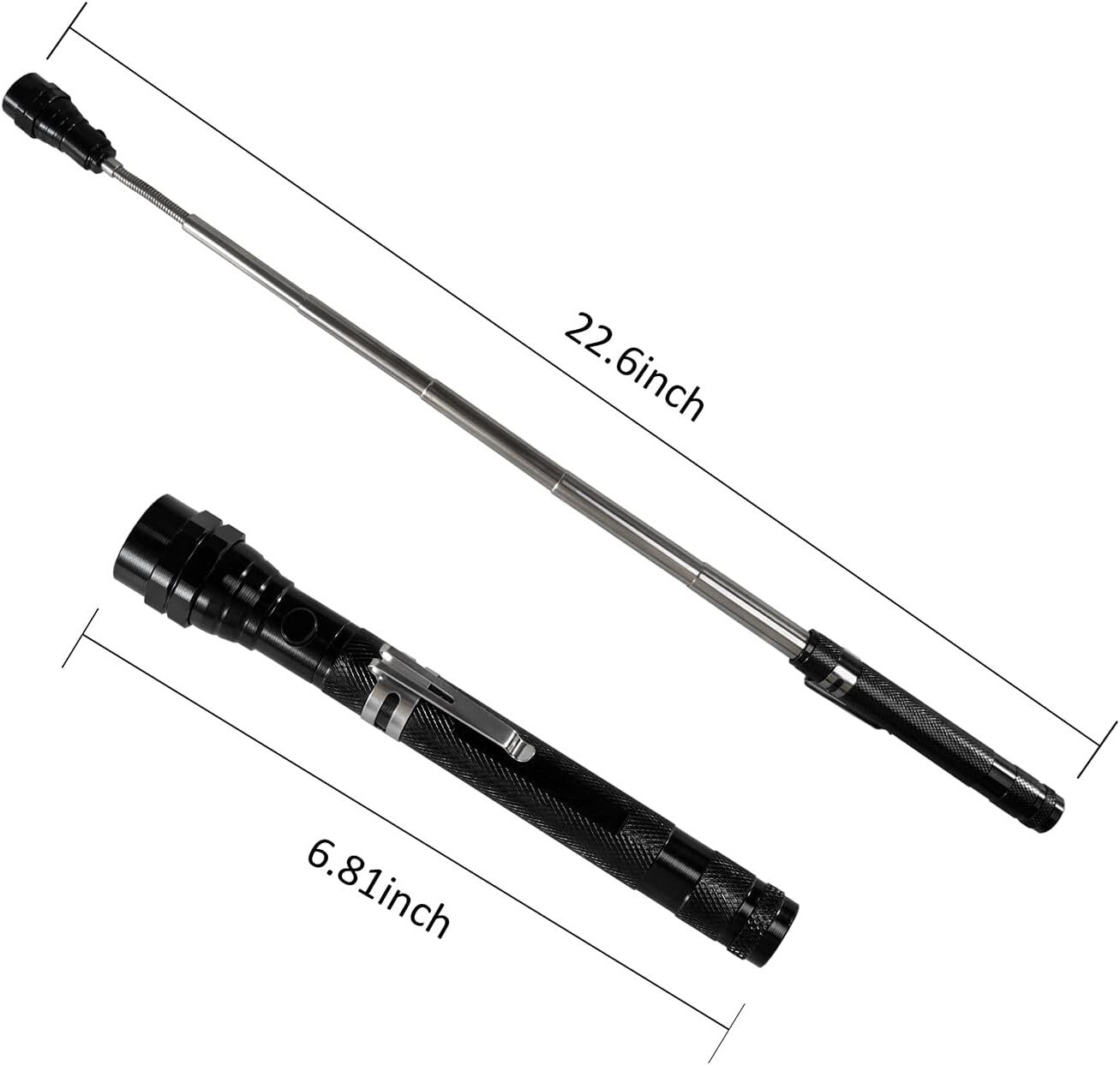 Magnetic Flashlight Pickup Tool Stocking Stuff Telescoping Gadget LED Adjustable