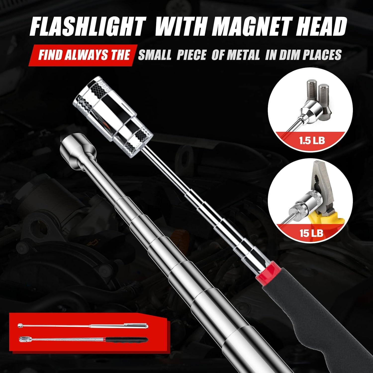 Fathers Day Dad Gifts, Telescoping Magnetic Pick up Tool Set, Extendable Magnet