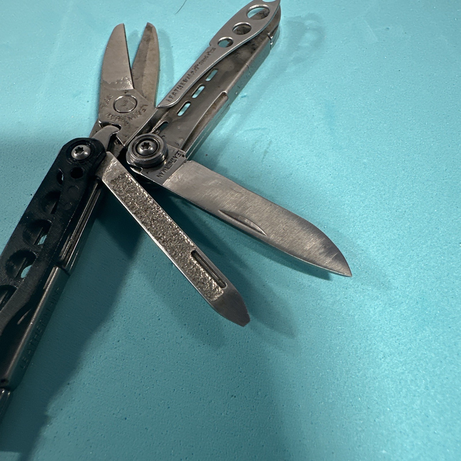 LEATHERMAN STYLE CS Black 6 Multitool Carabiner Knife File USA Retired NICE COND