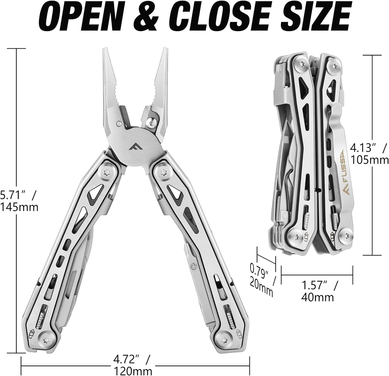 16-In-1 Stainless Steel Multi Tool, Gifts for Men Dad, EDC Multitool with Pocket