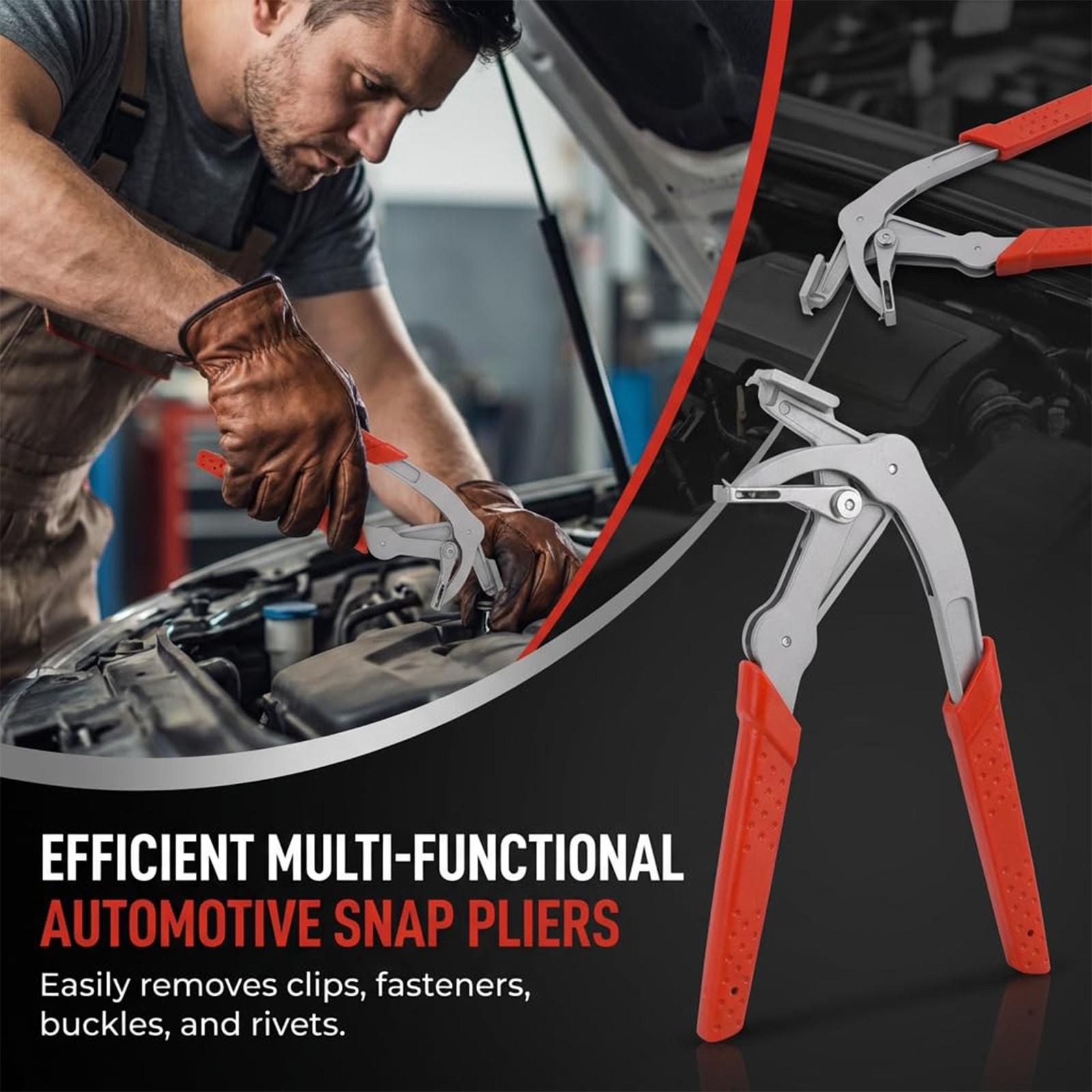 Car Clip Pliers & Trim Removal Tool, Spring-Loaded Fastener Rivet-Remover A