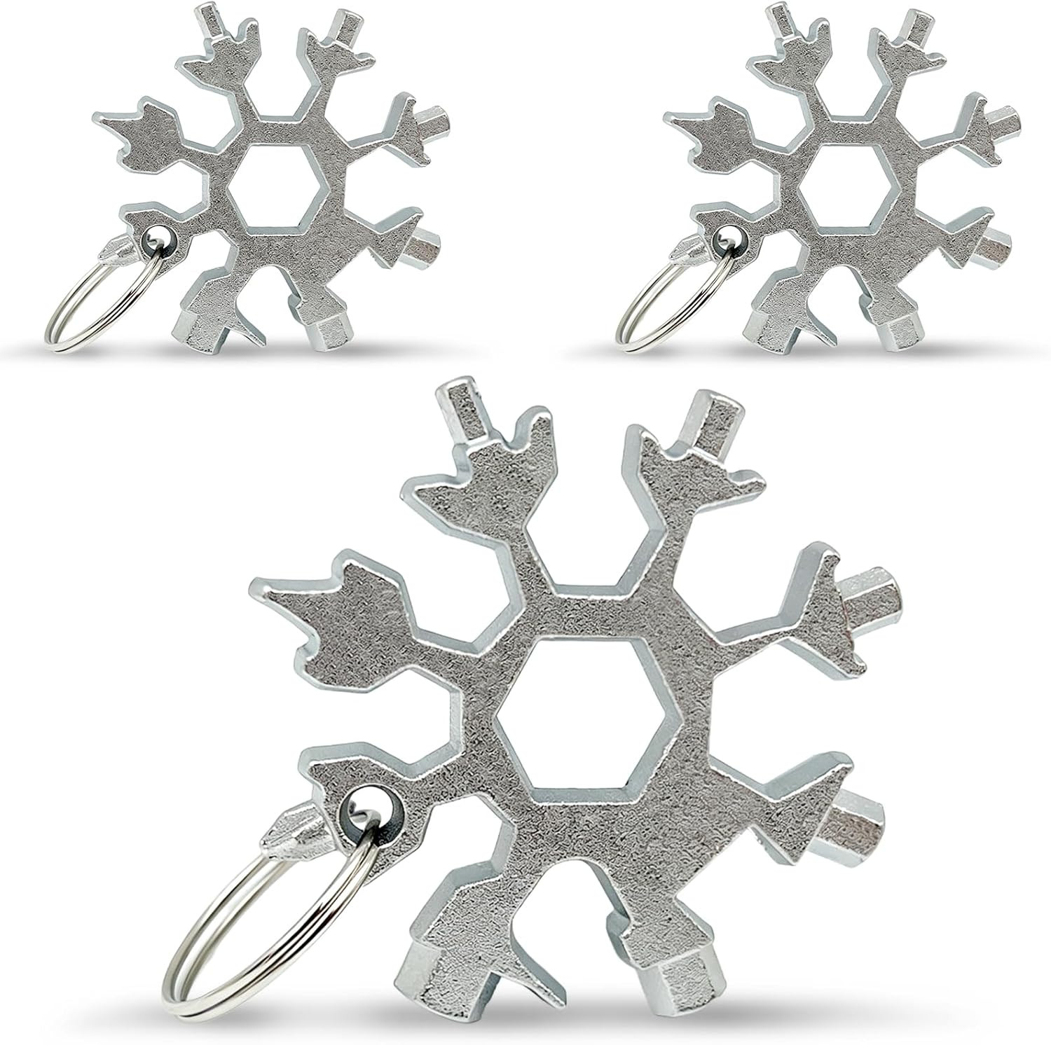 3-Pack Silver Snowflake 18-In-1 Multi Tool, Stainless Steel Pocket Tool with Bot