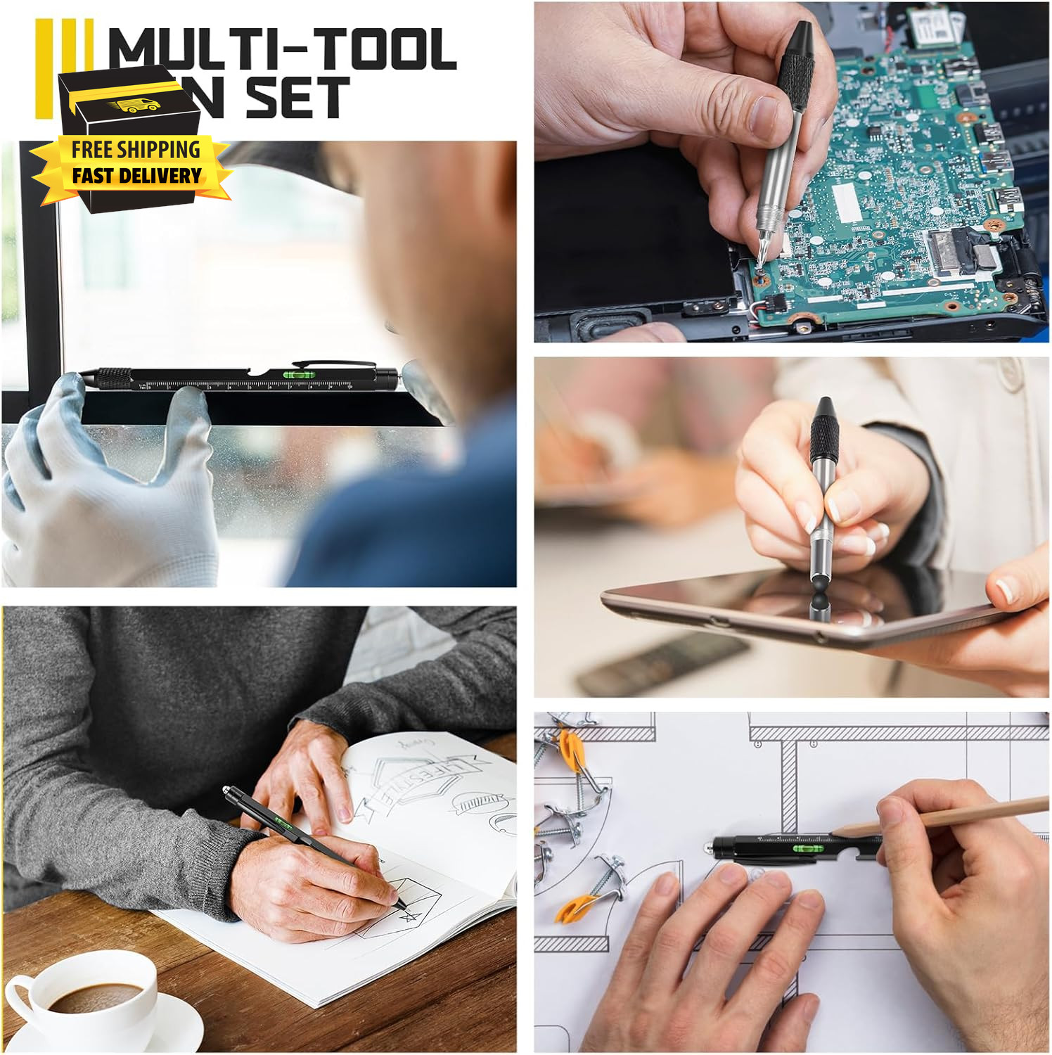 Fathers Day Dad Gifts from Daughter Son Wife, 9-In-1 Multitool Pen with LED Lig