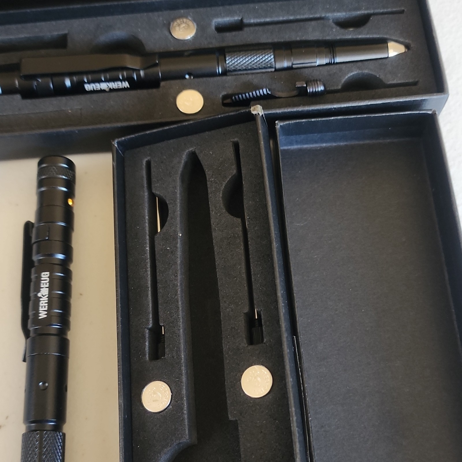 WERKZEUG Black Multi-Tool Pen Ergonomic Handle with Flashlight & Bottle Opener