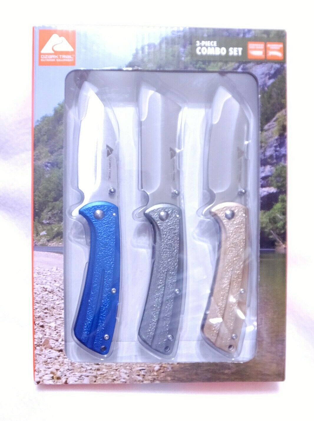 OZARK TRAIL 3 PC Combo Knife Set Survival Camping Hiking